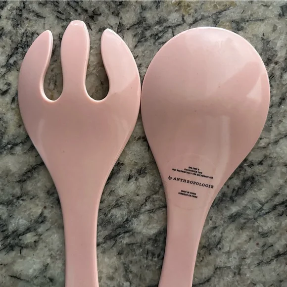Anthropologie Pink and Yellow Salad Servers - Picture 5 of 7